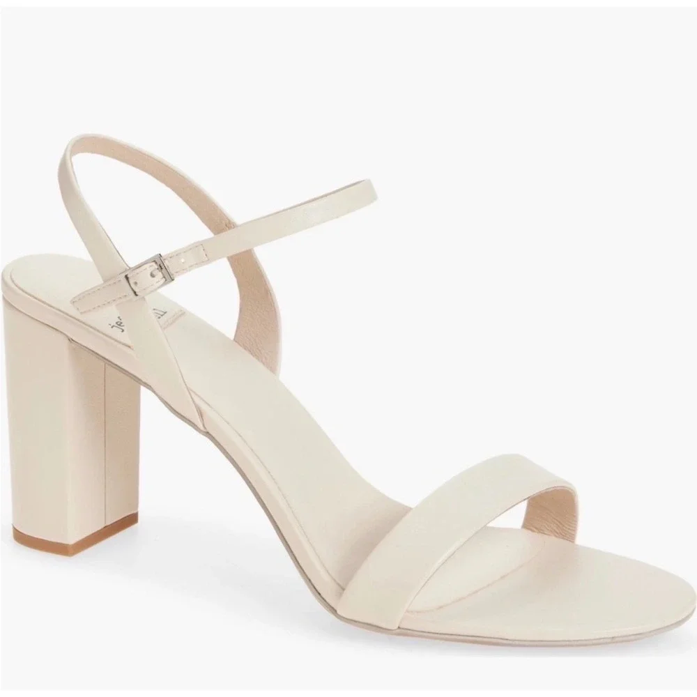 New JEFFREY CAMPBELL GO-THERE‎ BLOCK HEEL SANDAL in Ivory Size 9